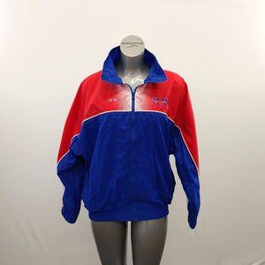 KW Kitchener Waterloo Gymnastics Full Zip Jacket Women's Size Medium Blue Red Lo